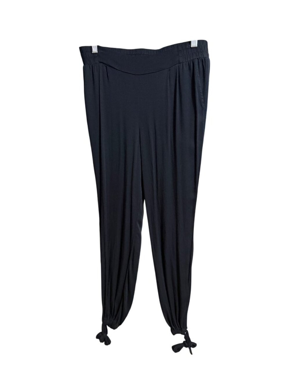 Splendid Womens Black Tie-Hem Pants Size L Viscose Blend